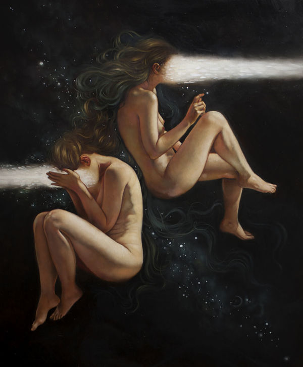 Ania Tomicka “Dissonance” nude pop surrealism painting Modem Eden x Haven 
