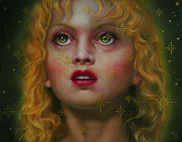 jana brike painting for the ritual art exhibition pop surrealism