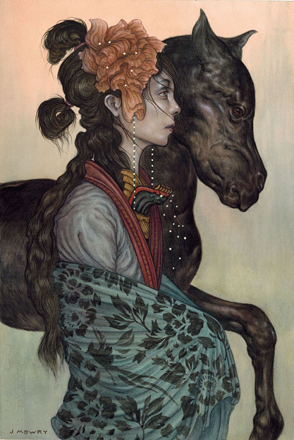 Jason Mowry Black Pony, watercolor and gouache painting Haven Gallery 