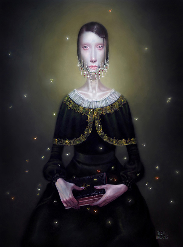 troy brooks painting for the ritual art exhibition pop surrealism
