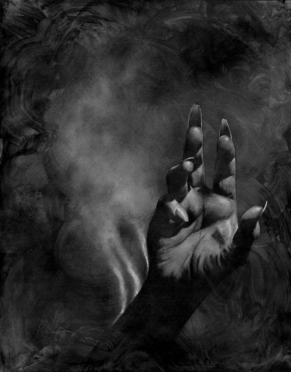 Allen Williams burning hand dark art