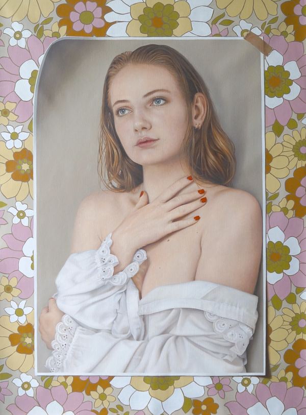 Anne-Marie Zanetti realism portrait young woman and flowers painting 