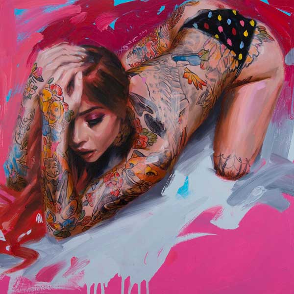 Chris Guest tattooed woman painting