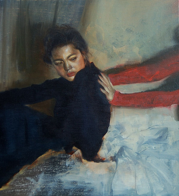 Zienna Brunsted Stewart woman in blue realism portrait painting 