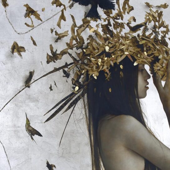 figurative painting by artist brad kunkle on the cover of beautiful bizarre magazine