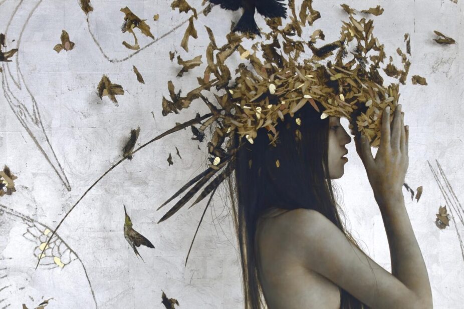 figurative painting by artist brad kunkle on the cover of beautiful bizarre magazine