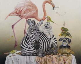 surreal painting of wild animals by kate bergin published in beautiful bizarre art magazine issue 27