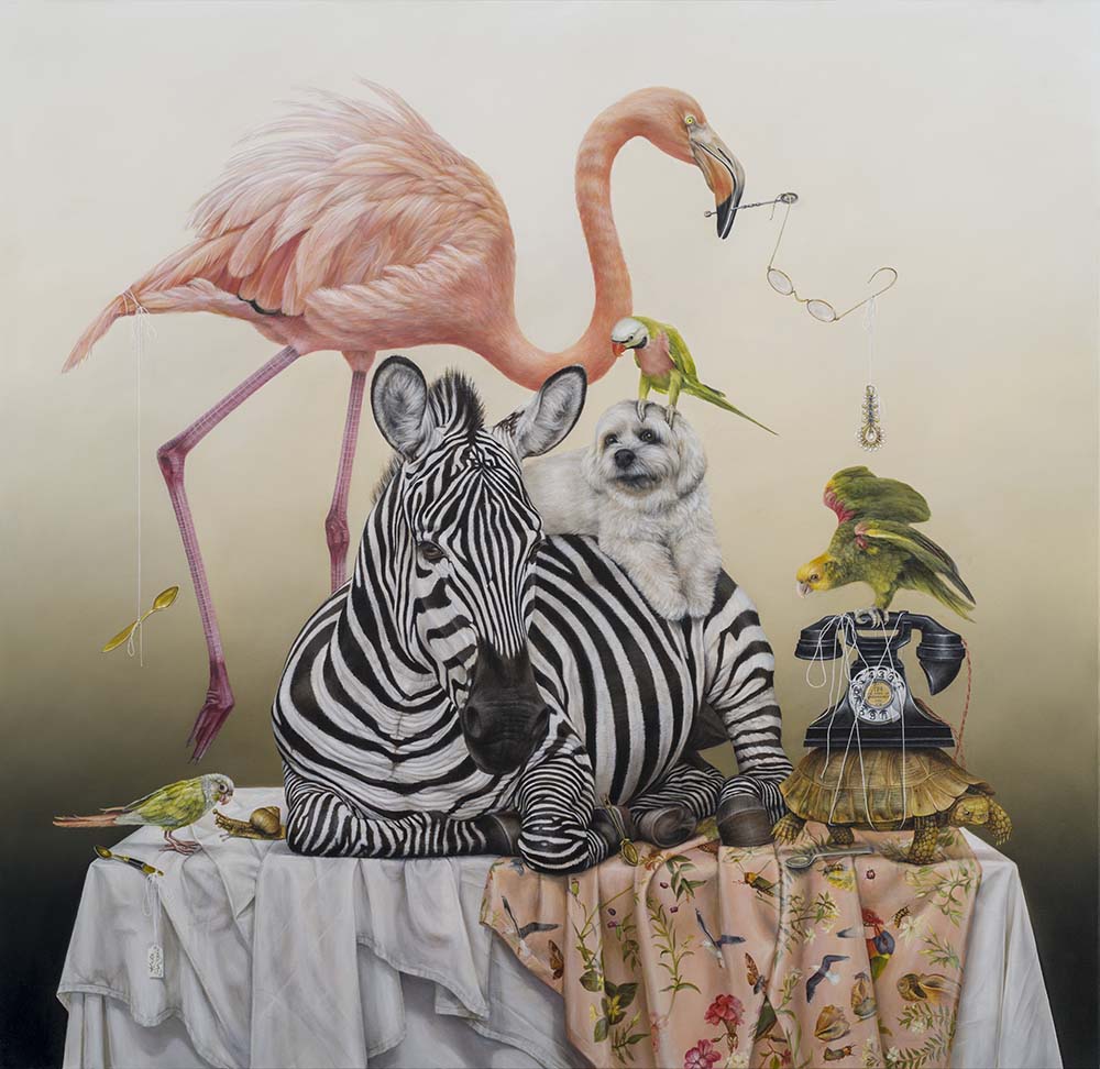 surreal painting of wild animals by kate bergin published in beautiful bizarre art magazine issue 27
