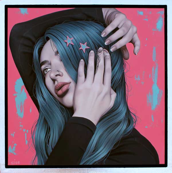 Sarah Joncas girl with blue hair painting 