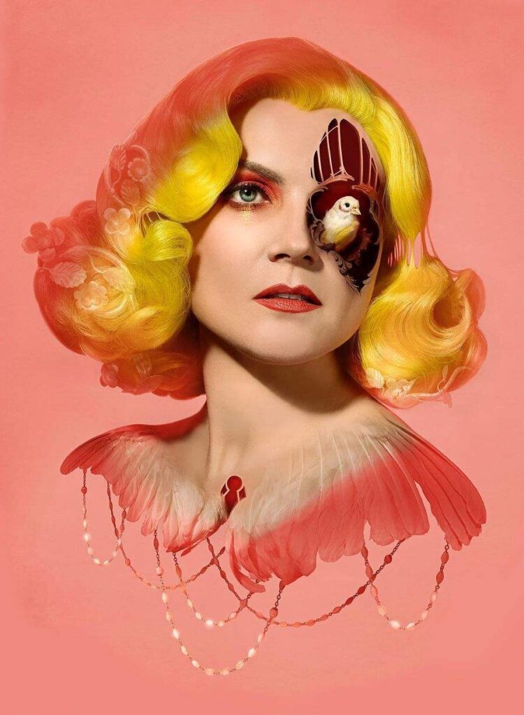 David Seidman Celeste Giuliano Collaboration Photography Digital Illustration Woman Bird Coral