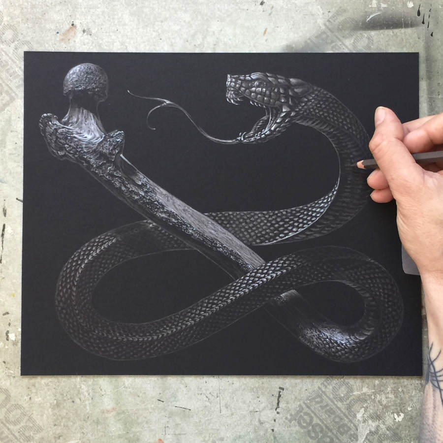 Marald van Haasteren - Original Sin snake drawing 