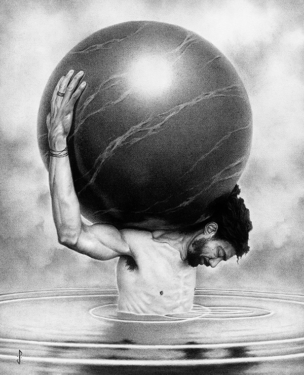 Stuart Holland_man holding marble sphere