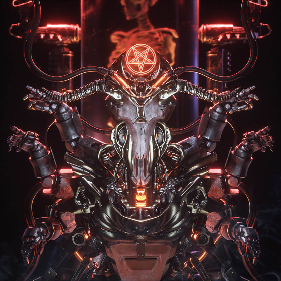 Billelis digital art demonic machine cult 