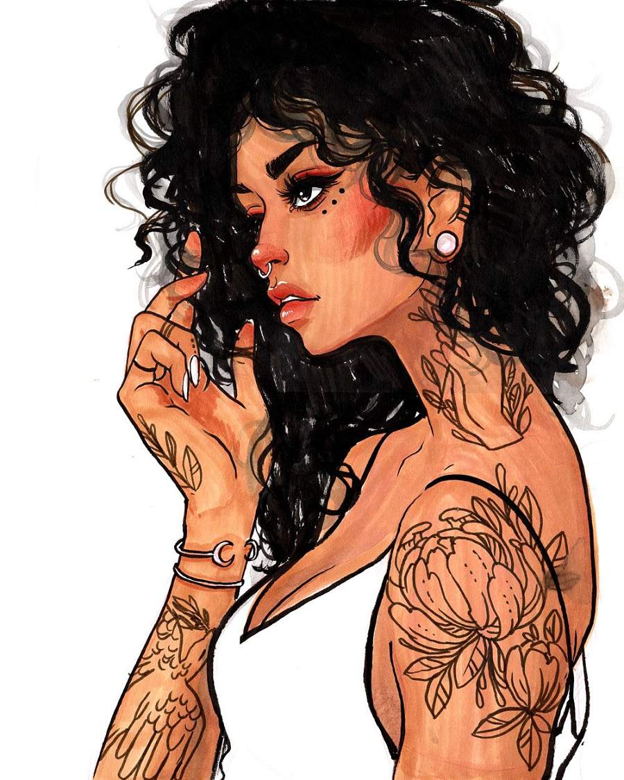 Jacquelin de Leon watercolor tattoos woman