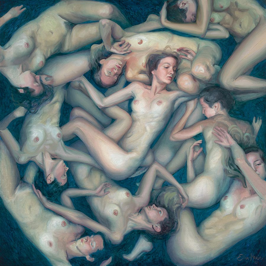 Ellen Marie Moysons - "Echo II" surreal nude painting 