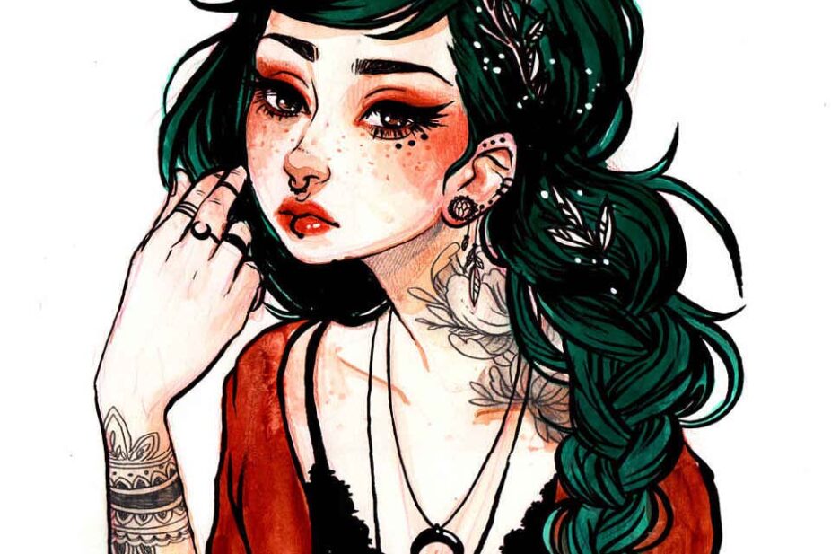 Jacquelin-de-Leon-illustration - tattooed woman