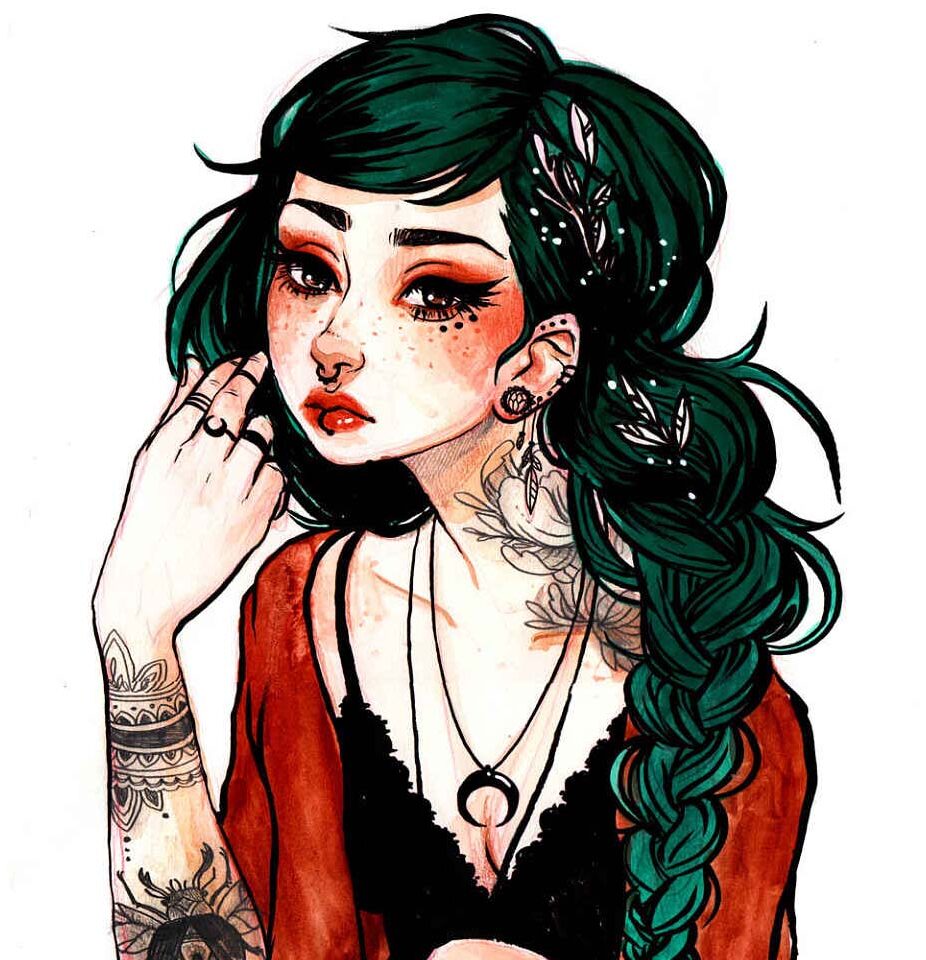 Jacquelin-de-Leon-illustration - tattooed woman