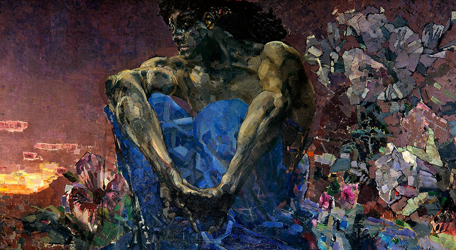 Mikhail Vrubel-man sitting painting 