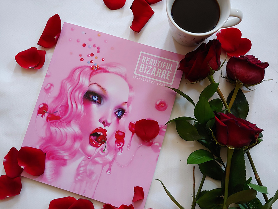 cover of issue 26 of Beautiful Bizarre Magazine featuring Troy Brooks' drawing 