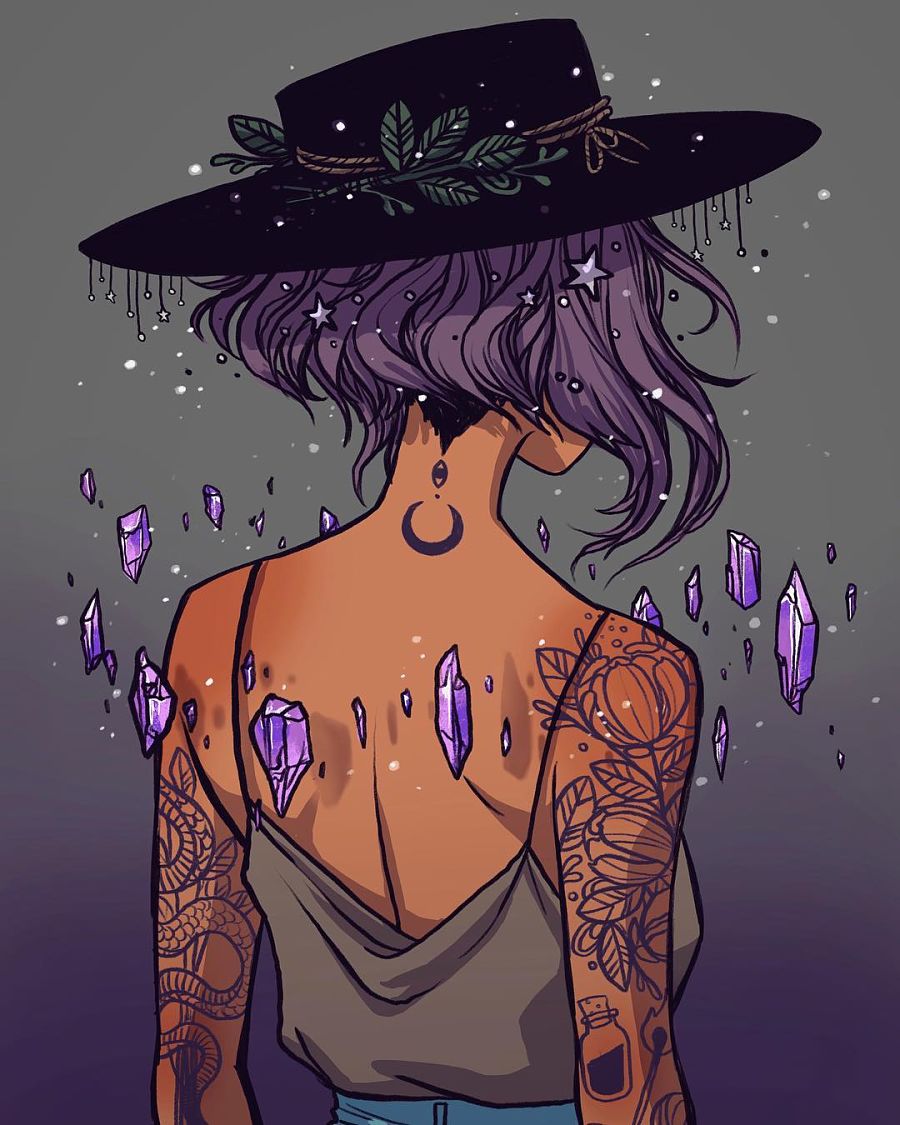 Jacquelin de Leon amethyst witch tattoos digital