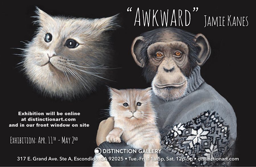 Jamie Kanes surreal animal portraits  "Awkward" Solo Exhibition  Distinction Gallery