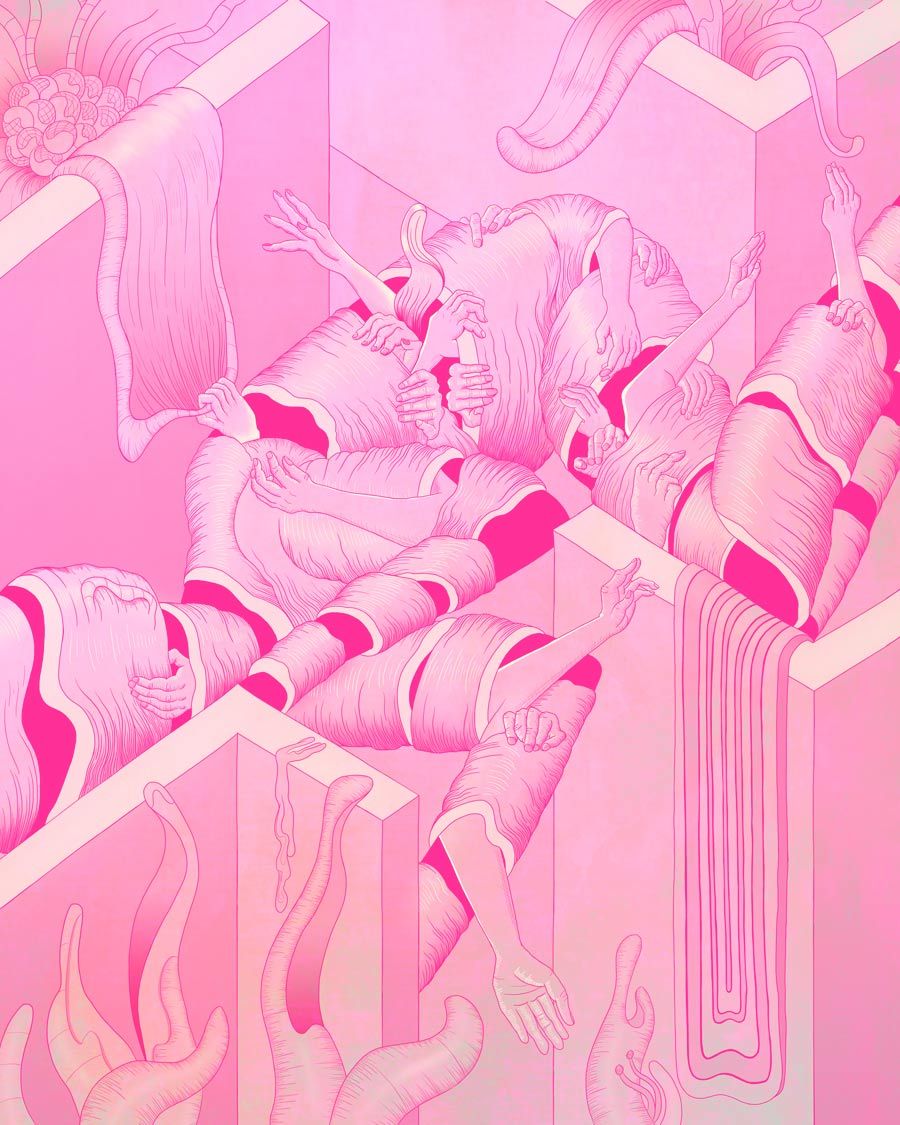 MURUGIAH Digital Illustration Labyrinth Arms Pink