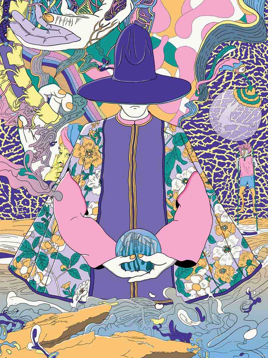 MURUGIAH Digital Illustration Purple Magician Crystal Ball