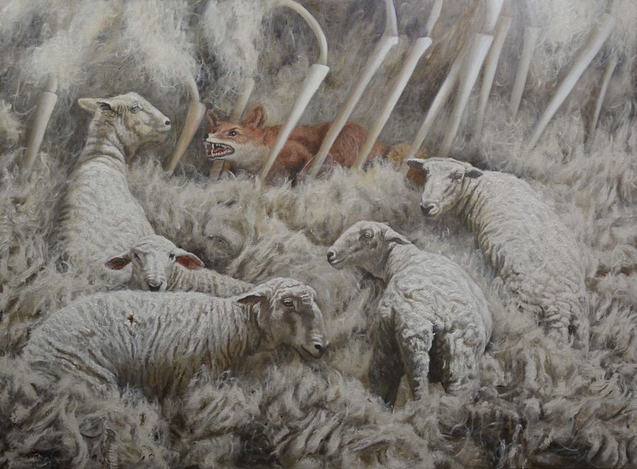Miguel Escobar sheep and fox painting 