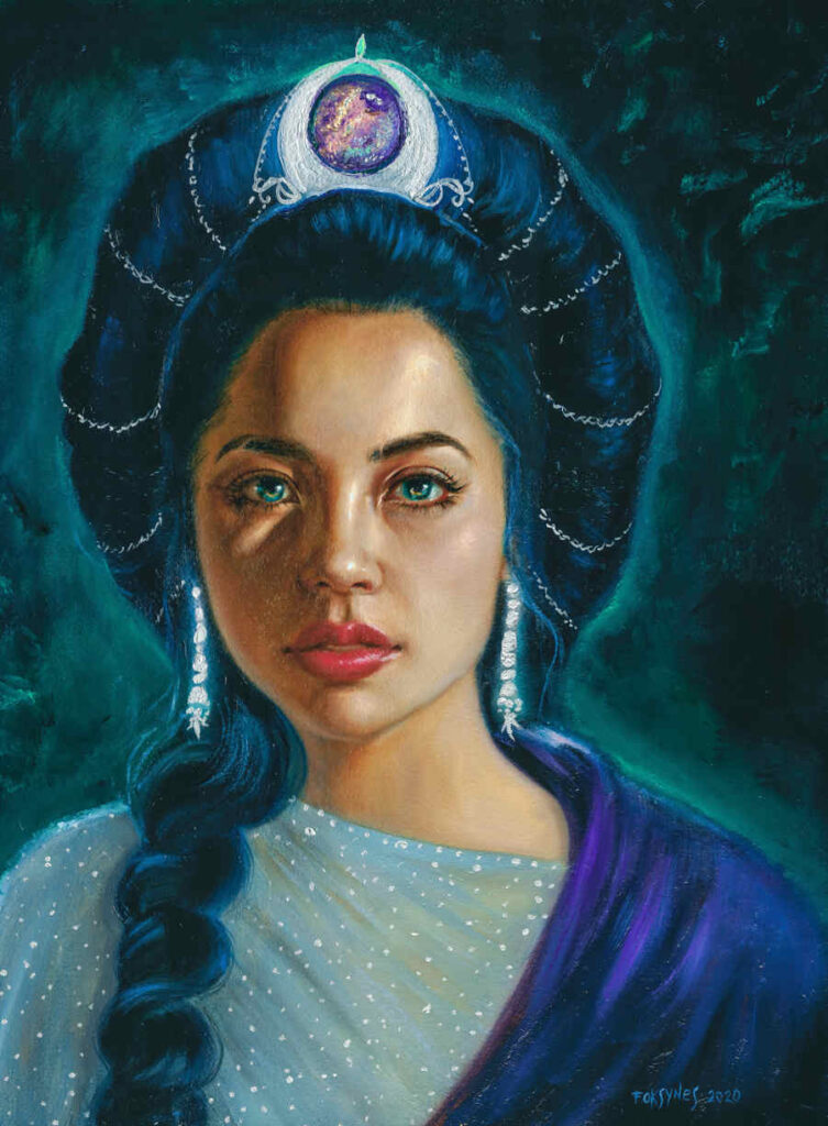 Foksynes Diana blue portrait painting Divine