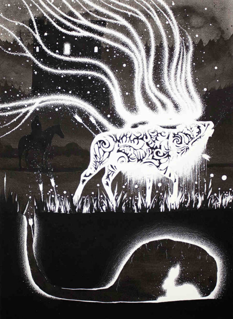 McMonster reindeer ink painting Copro Gallery