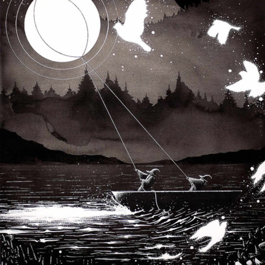 McMonster ink painting moon thieves at Copro Gallery