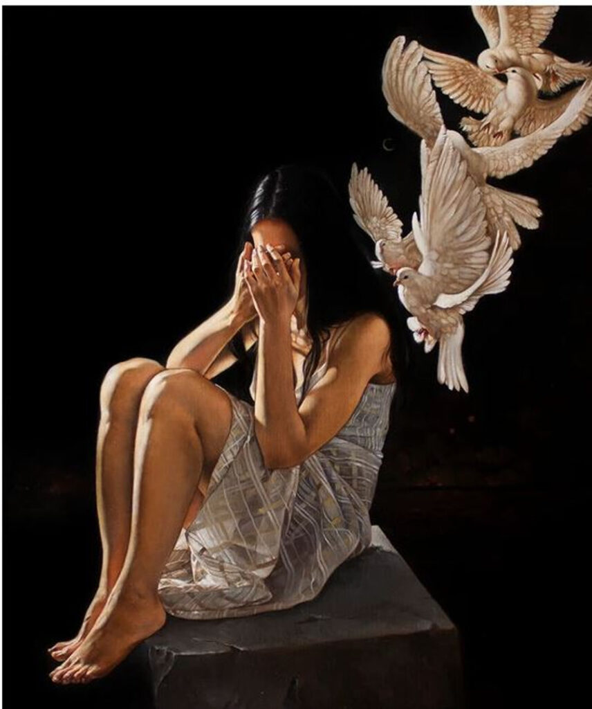 Ania Tomicka crying woman painting