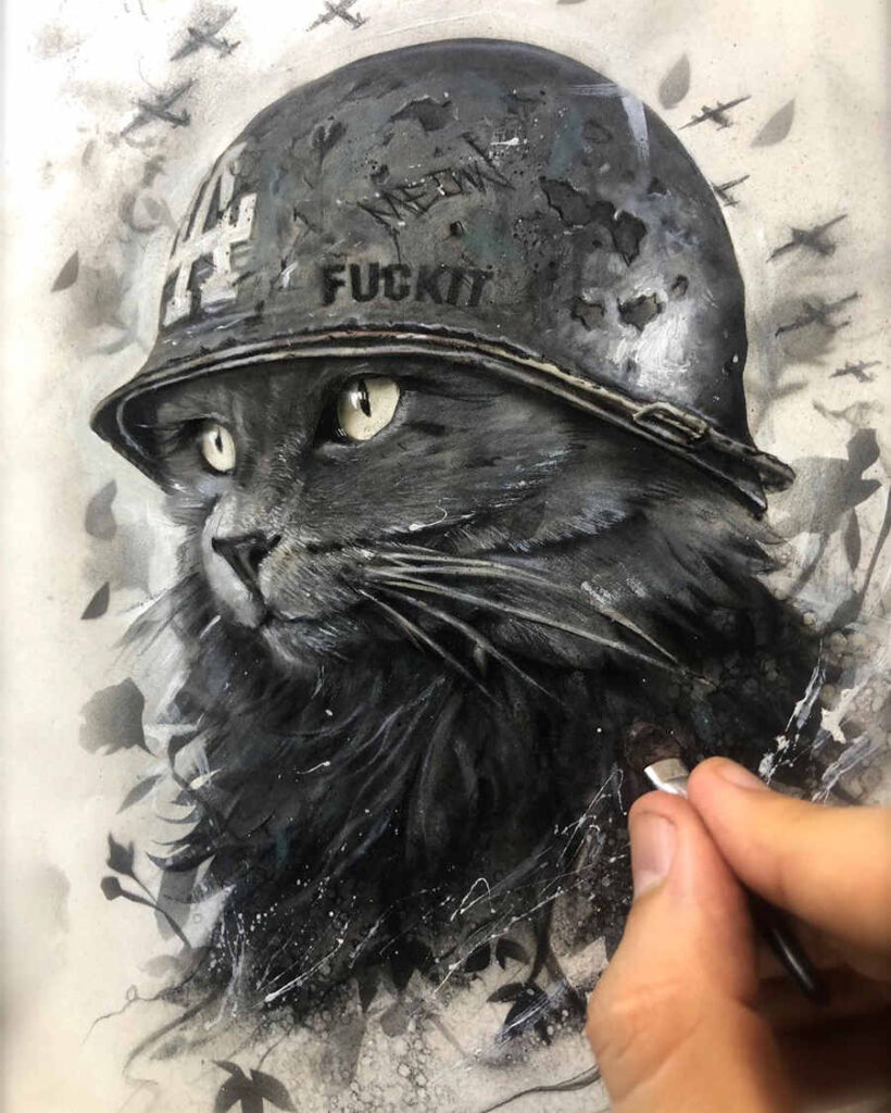 Brian Viveros cat painting Luxe Paws