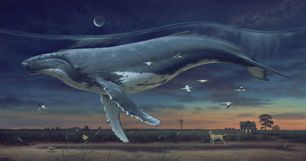 Phillip A Singer-whale-painting-field-flying Beautiful Bizarre Art Prize