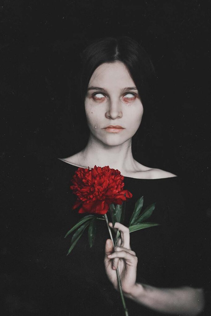 Natalia Drepina woman and red flower