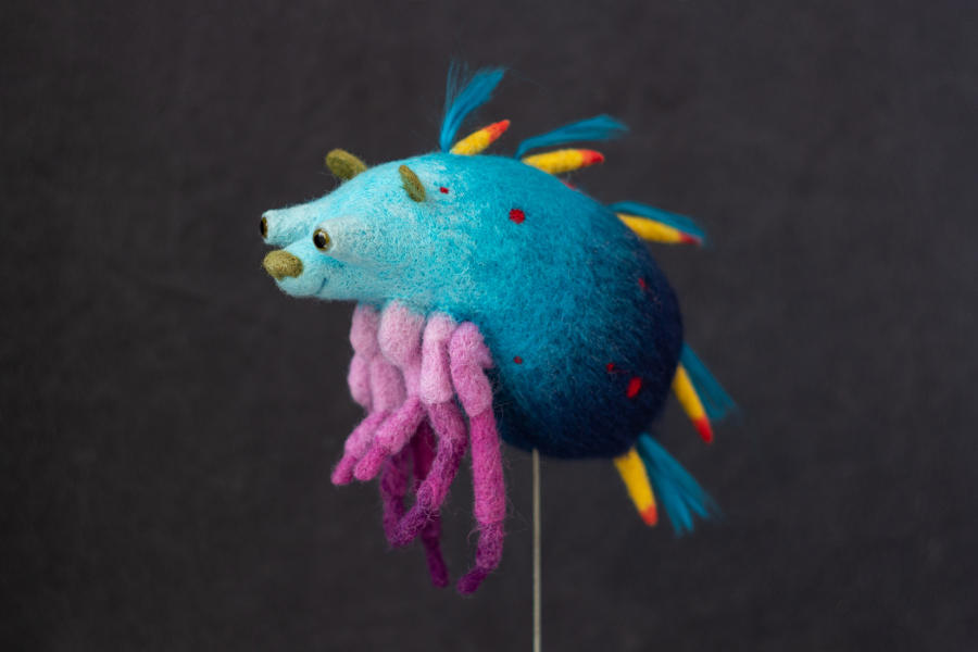 Screamroad felted blue creature Beautiful Bizarre 