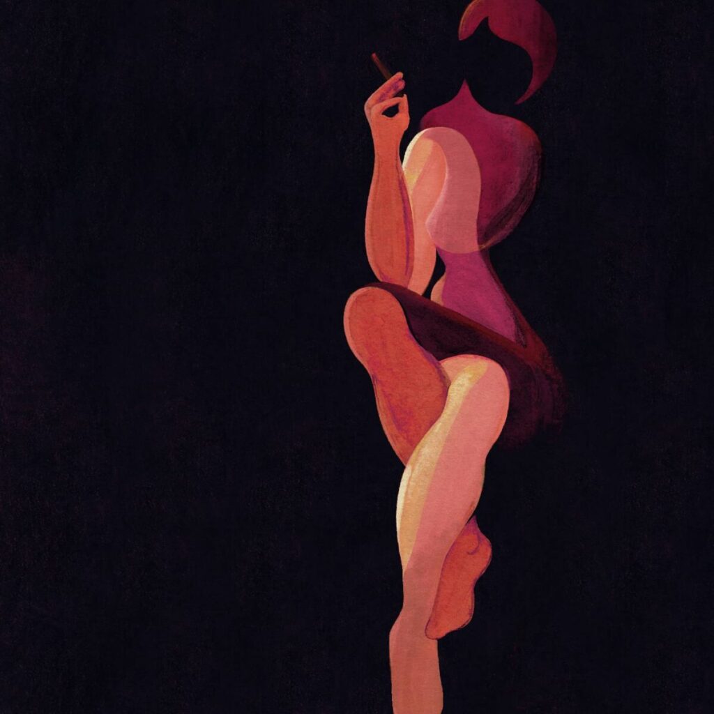 Laura Peretti smoking painting
