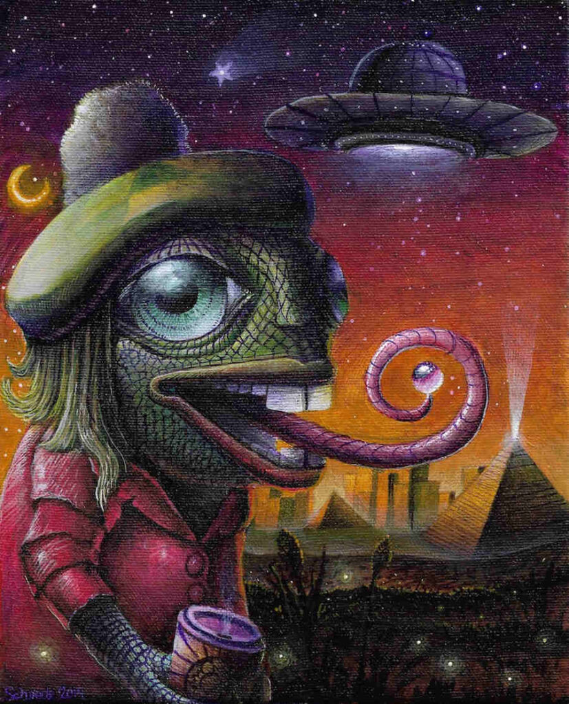 Ricky Schaede psychedelic lizard UFO