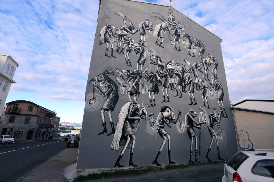 PHLEGM surreal grey mural Yasha Young Projects