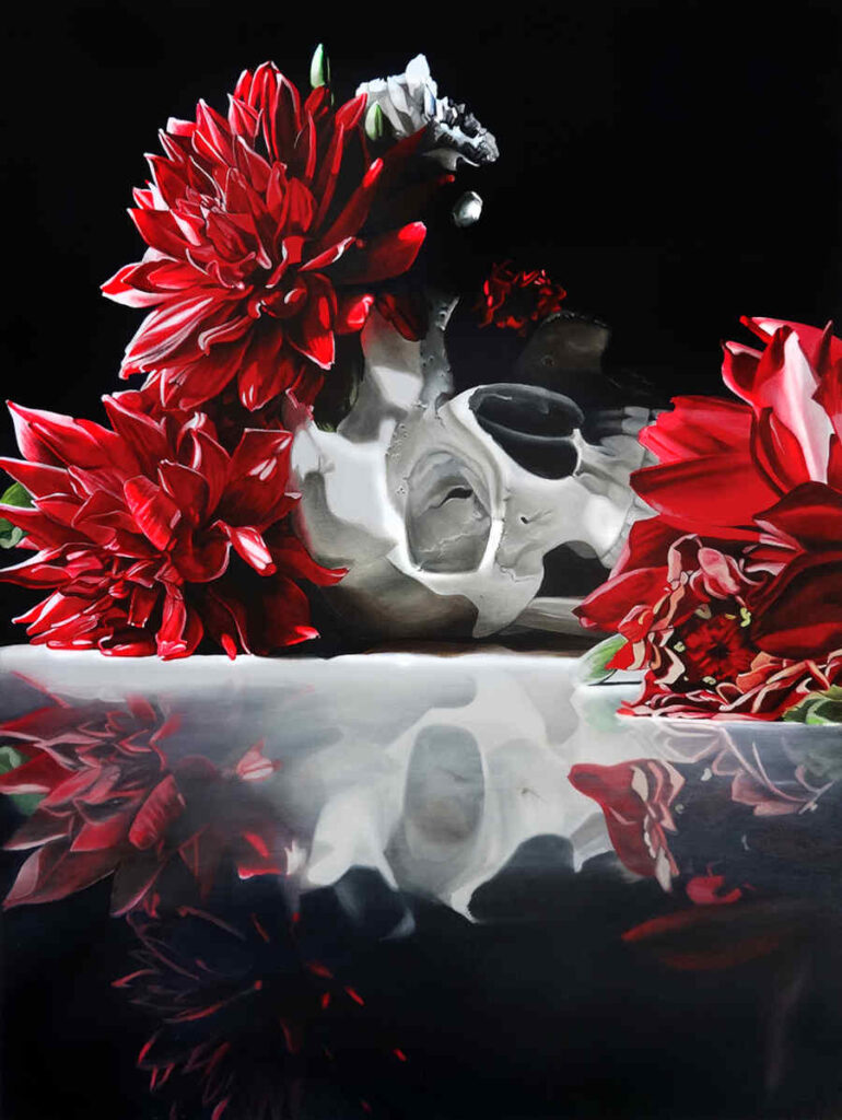 Clare Toms skull reflection fine art