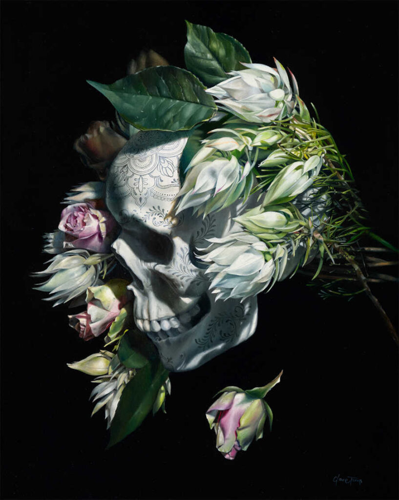 dark art skull painting