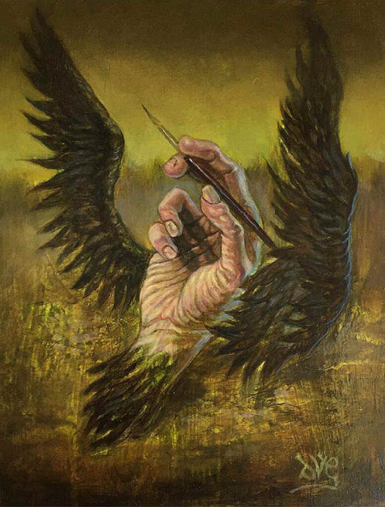 David van Gough winged hand painting