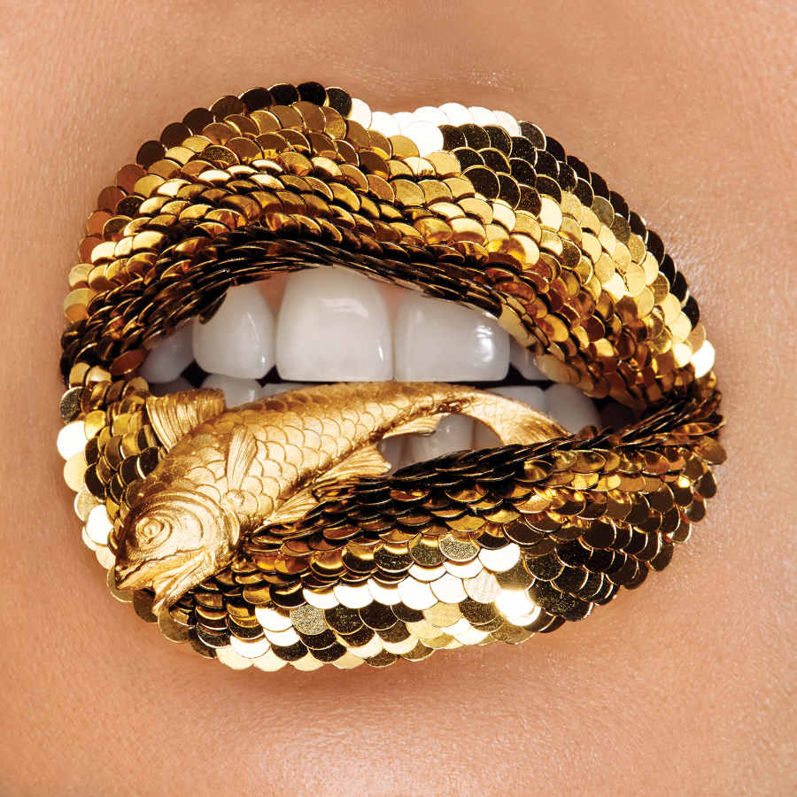 Vlada Haggerty gold scale lips photography