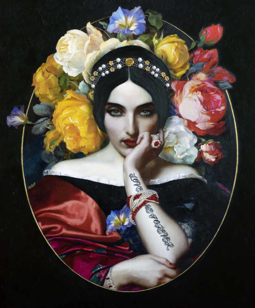 Antonio Del Prete flowers female portrait