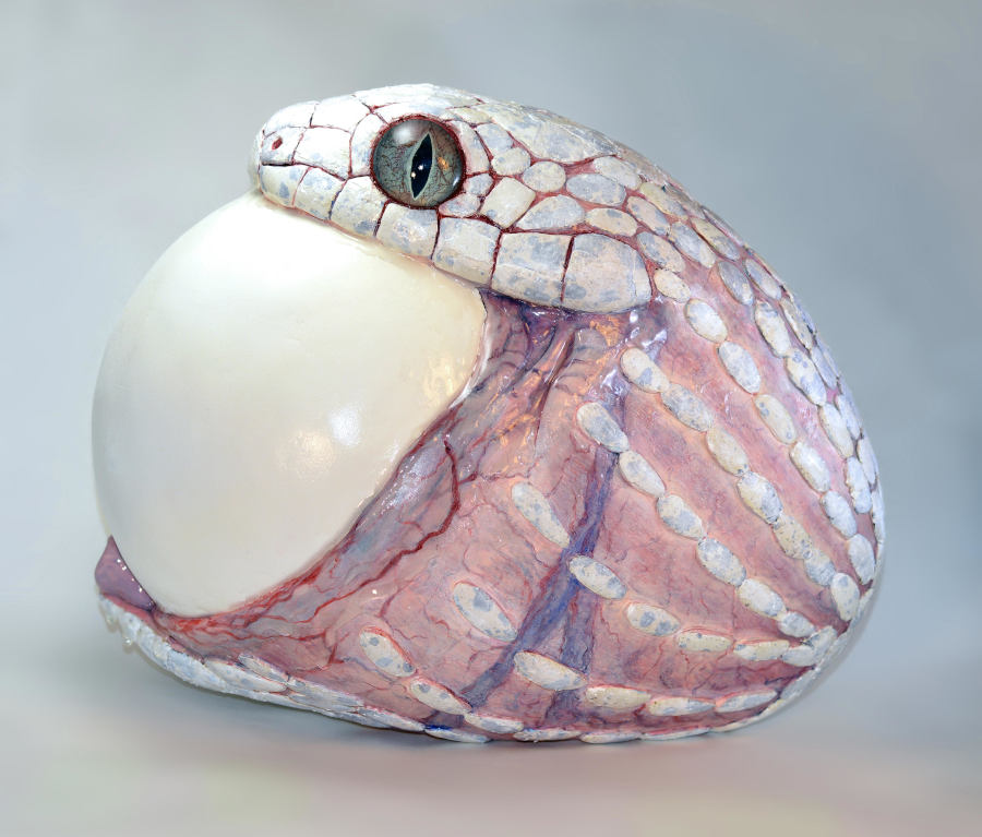 Sarah Lee white egg snake sculpture