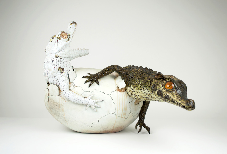 Sarah Lee two baby crocodiles sculpture