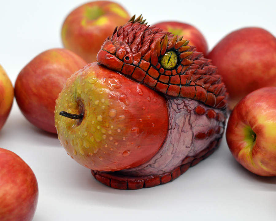 Sarah Lee Red snake apple sculpture