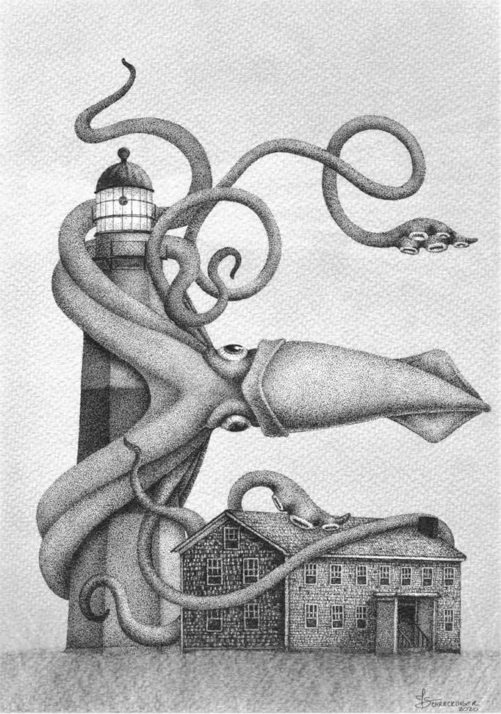 Juliet Schreckinger squid lighthouse illustration
