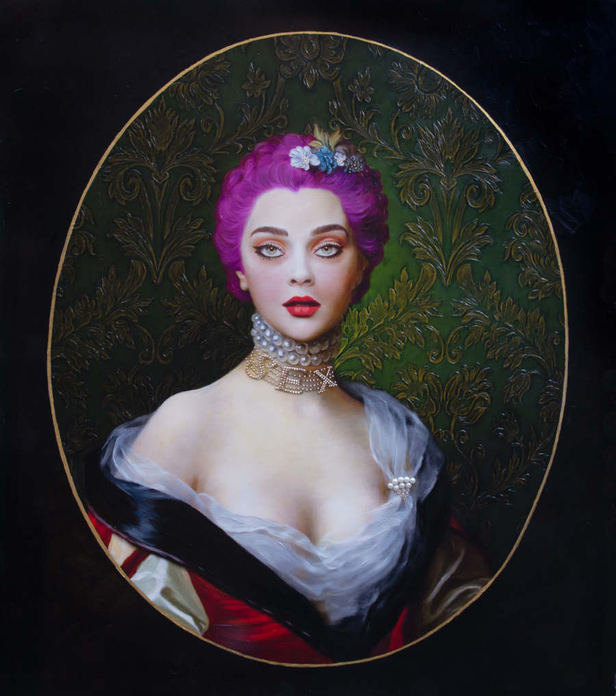 Antonio Del Prete pink hair Renaissance portrait