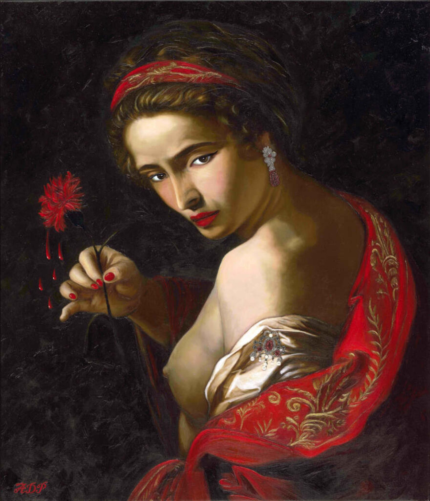 Antonio Del Prete red flower painting